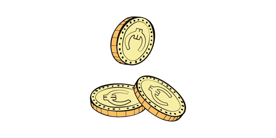 Gemalte Cent-Münzen als Symbol für das Eintrittsgeld